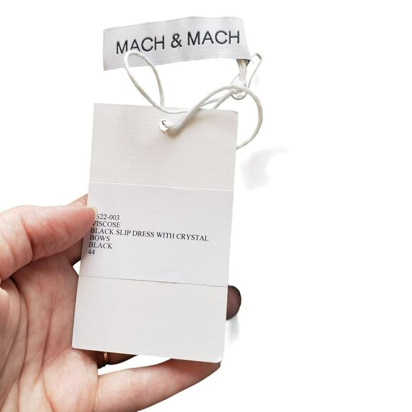 Mach & Mach Viscose Black Slip Dress Mini Crystal Bow Straps 90s Wedding Guest - Picture 8 of 8